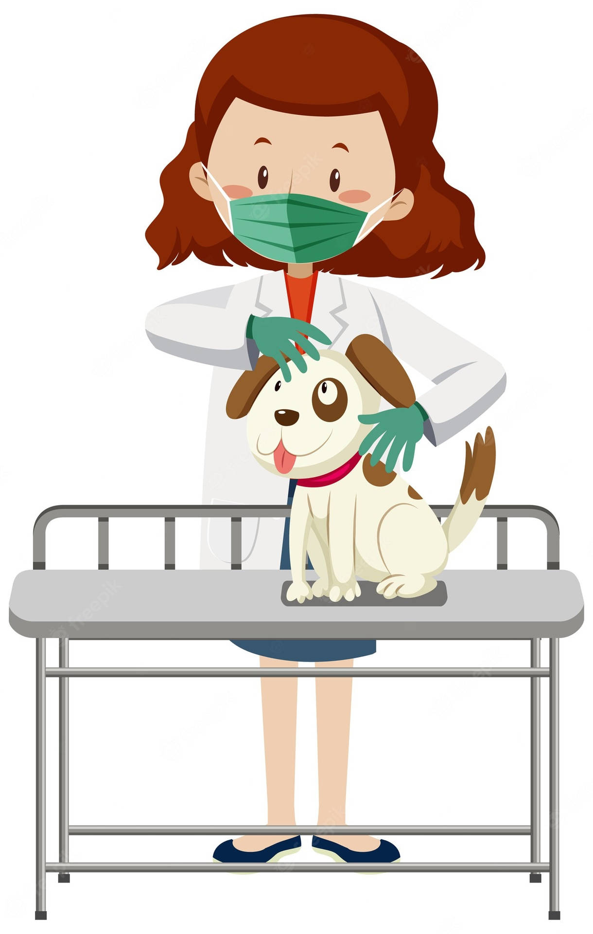 Cartoon Veterinarian Treating Dog Wallpaper