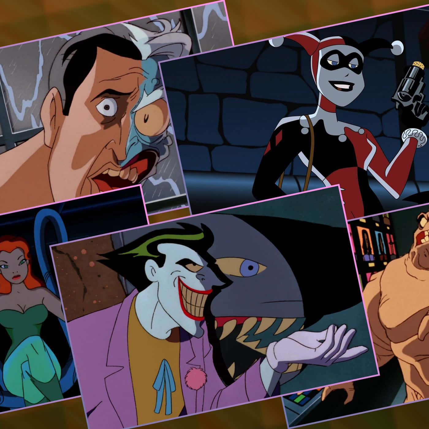 A group of iconic cartoon villains posing together triumphantly Wallpaper