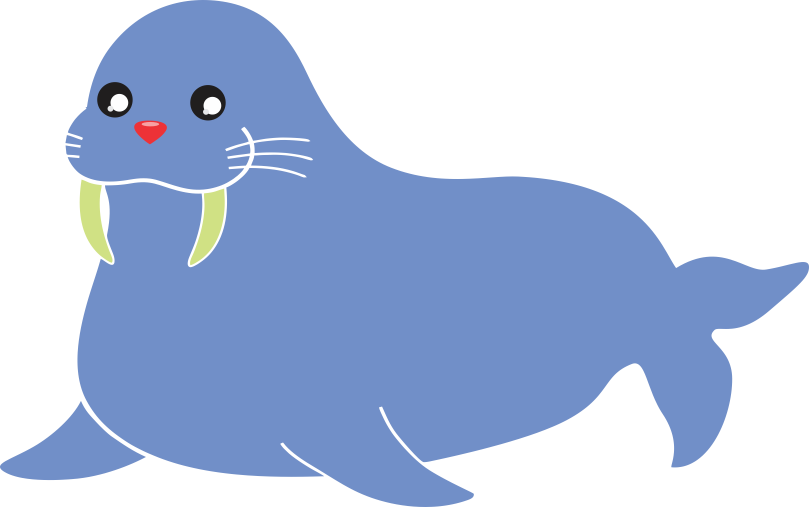 Cartoon Walrus Blue Background PNG