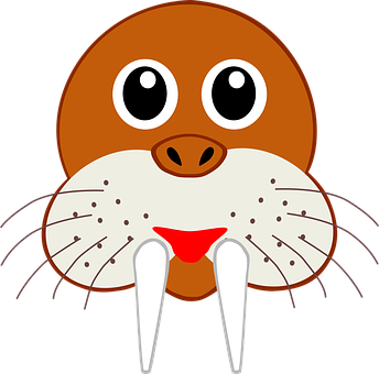 Cartoon Walrus Face Graphic PNG