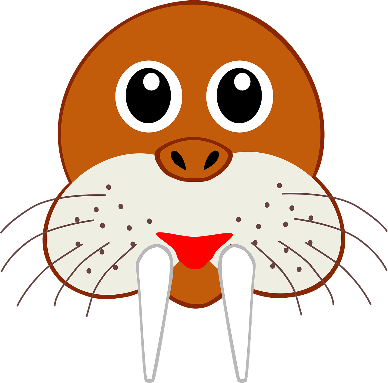 Cartoon Walrus Face Graphic PNG