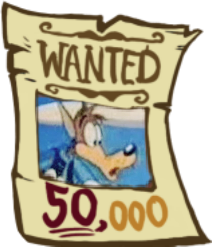 Cartoon Wanted Poster50000 Reward PNG