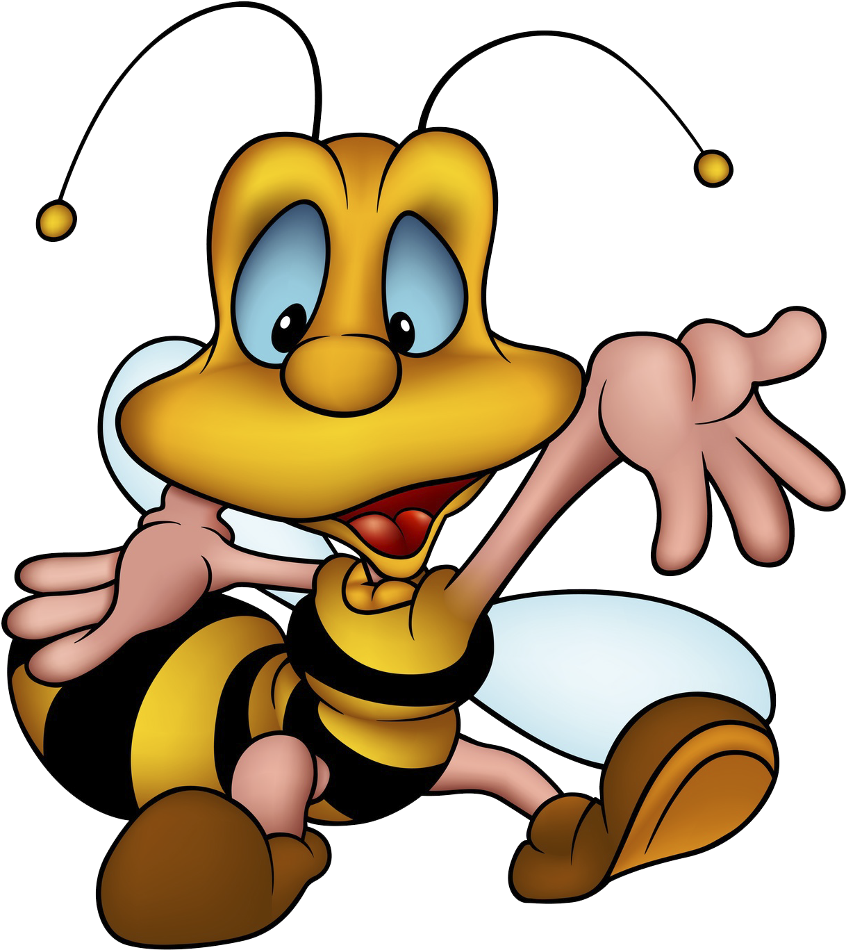 Cartoon Wasp Character Sitting.png PNG