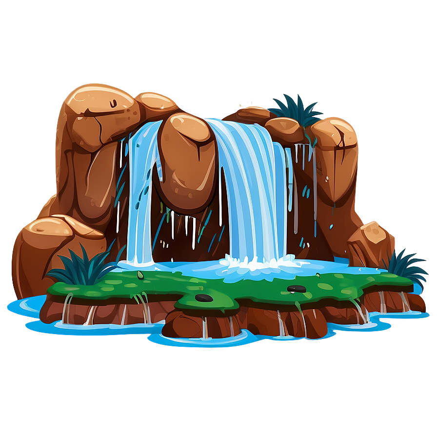Cartoon Waterfall Scene Png 06272024 PNG