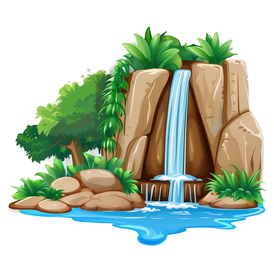 Cartoon Waterfall Scene Png Thw59 PNG