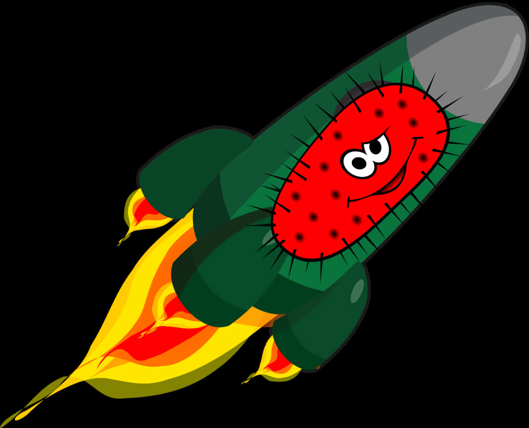 Cartoon Watermelon Rocket Illustration PNG