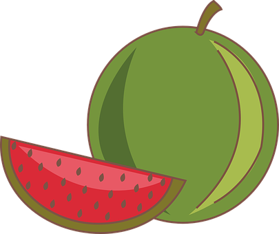 Cartoon Watermelonand Slice PNG