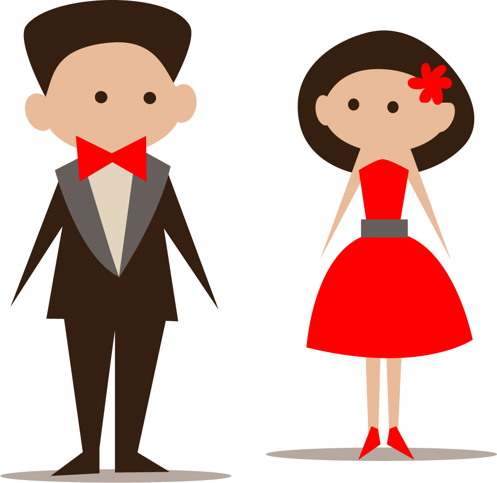 Cartoon Wedding Couple Clipart PNG
