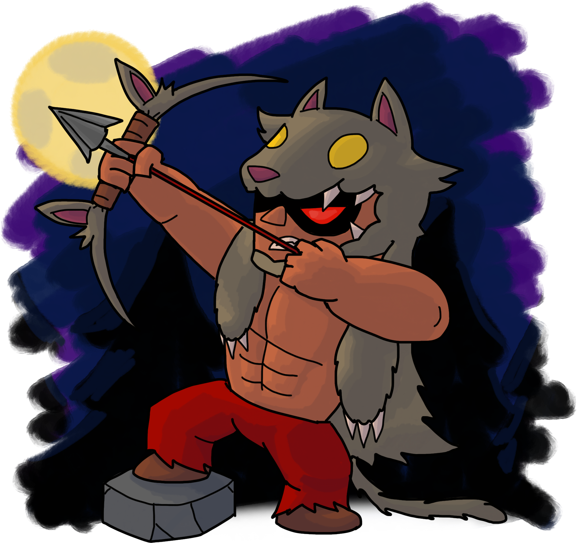 Cartoon Werewolf Archer Moonlight PNG