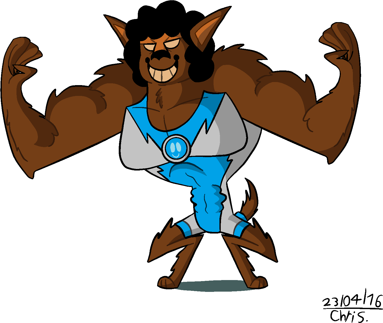 Cartoon Werewolf Superhero Pose PNG