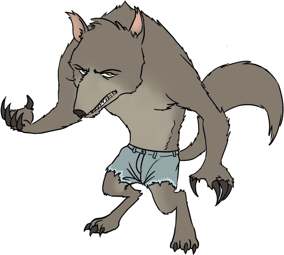 Cartoon Werewolfin Shorts PNG