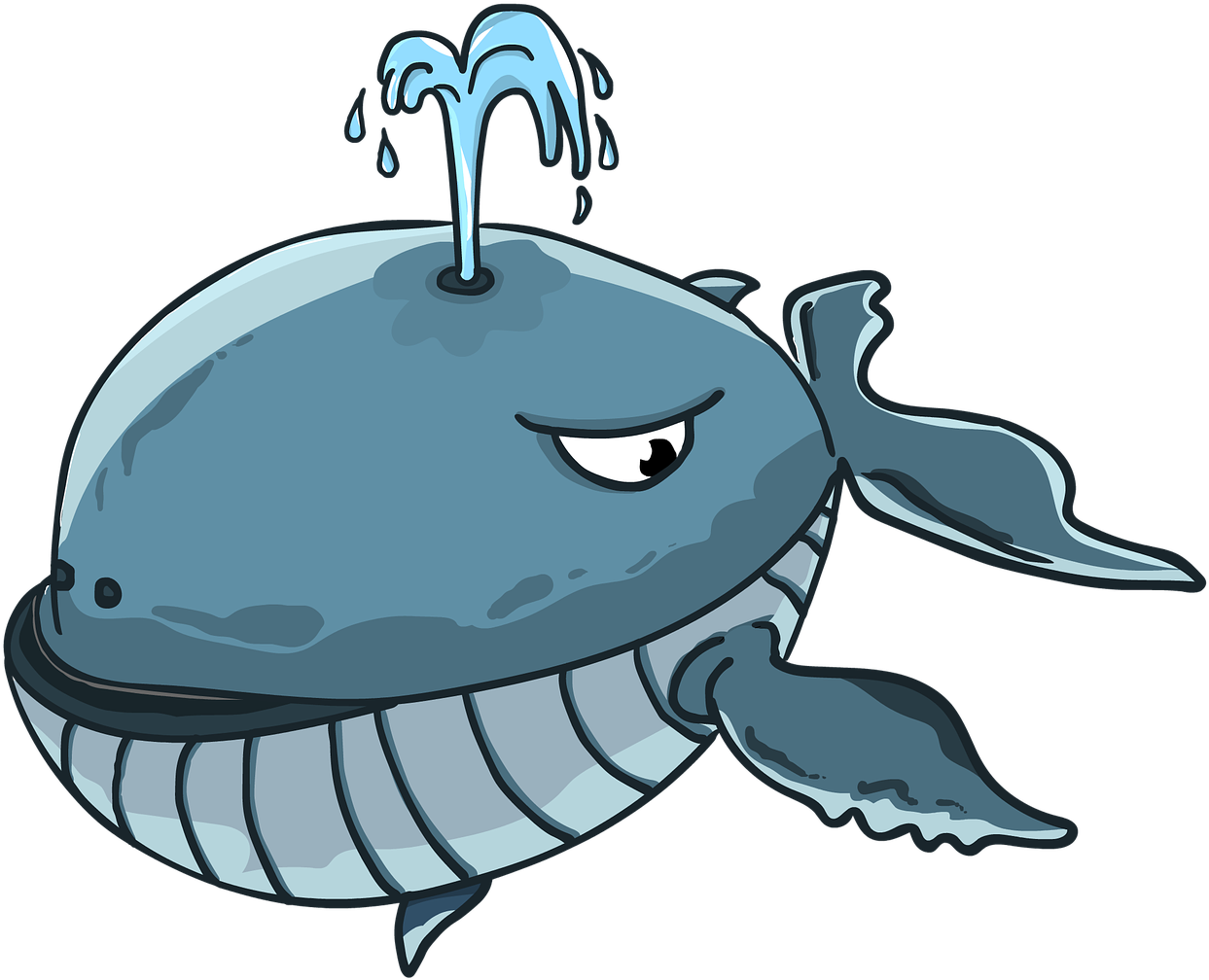 Cartoon Whale Spouting Water PNG