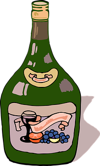 Cartoon Wine Bottle With Fruits PNG