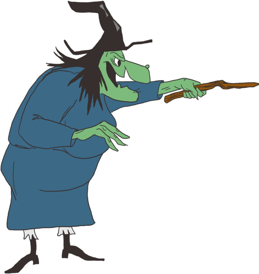 Cartoon Witch Casting Spell PNG