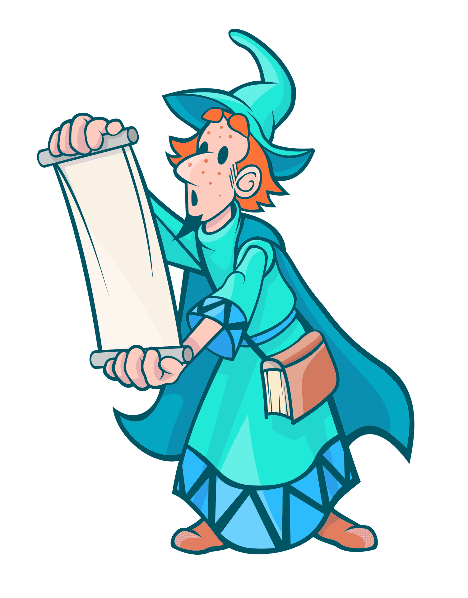 Cartoon Witch Reading Scroll PNG