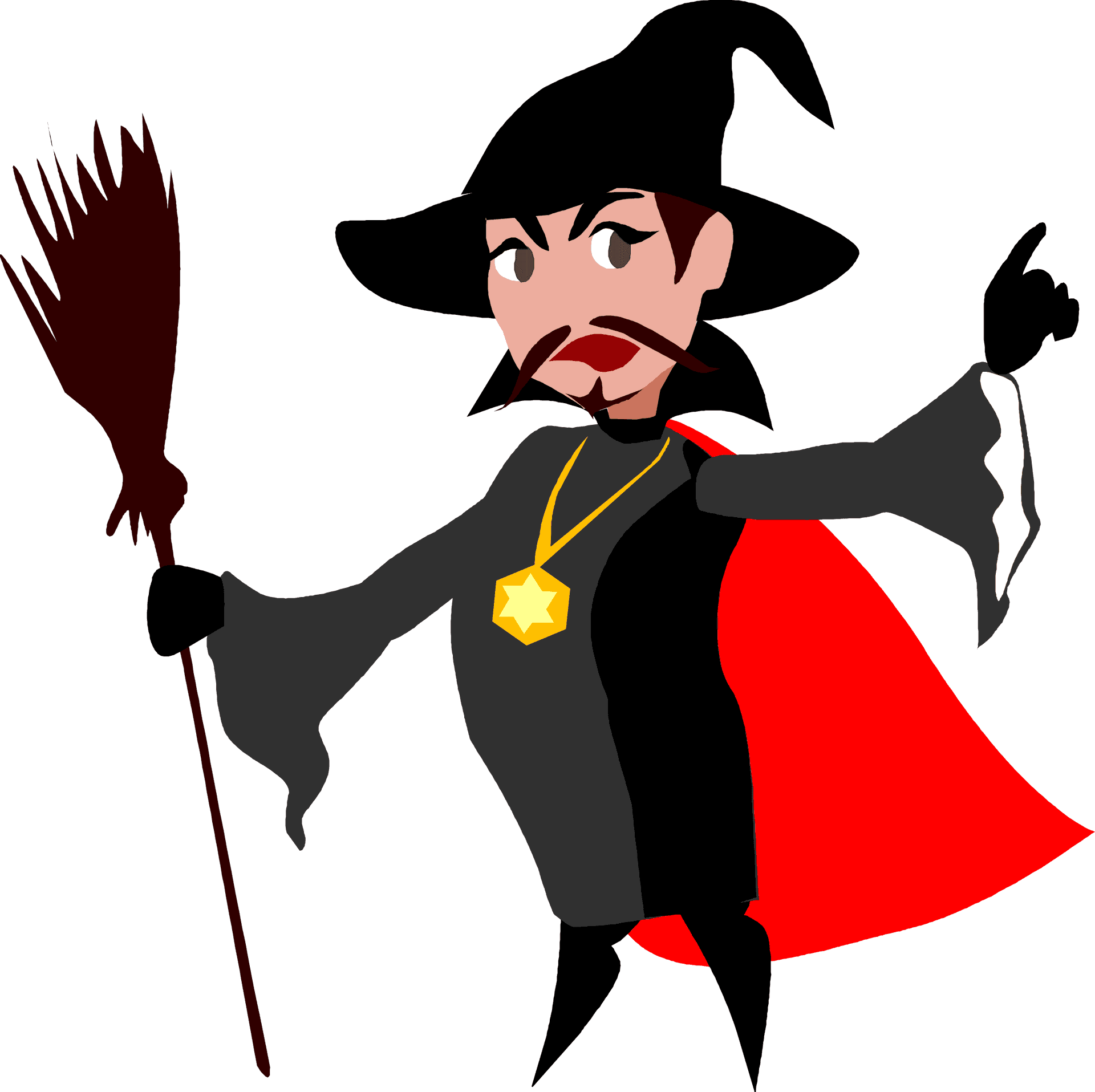 Cartoon Witchwith Broomand Cape PNG