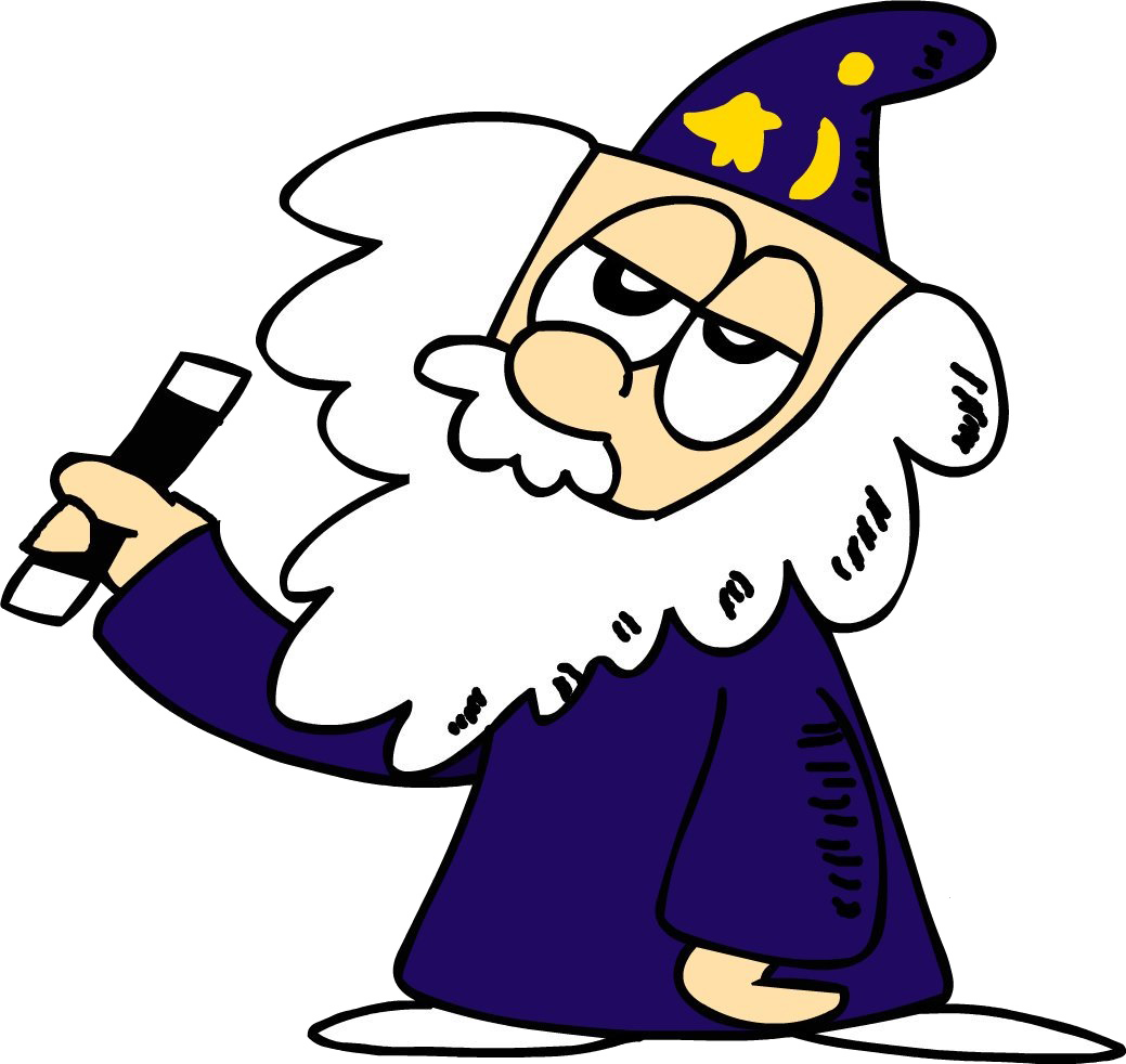Cartoon Wizardwith Wandand Hat PNG