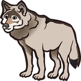 Cartoon Wolf Standing PNG