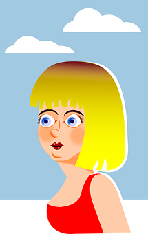 Cartoon Woman Blue Sky Background PNG