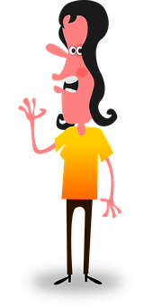 Cartoon Woman Gesture Black Background PNG