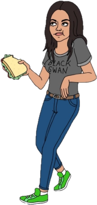 Cartoon Woman Holding Sandwich PNG