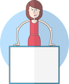 Cartoon Woman Holding Sign PNG