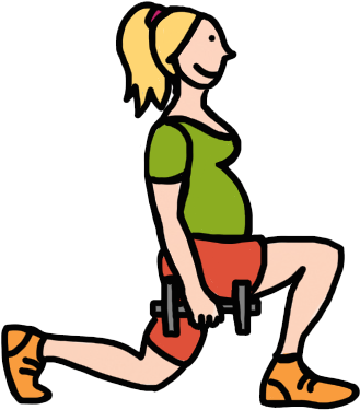 Cartoon Woman Performing Lunges PNG