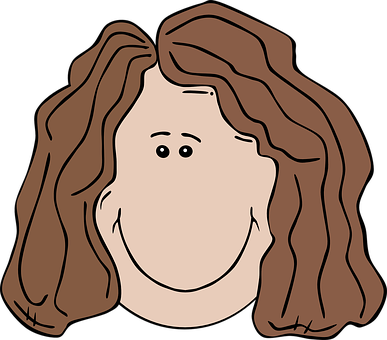 Cartoon Woman Smiling Brown Hair PNG