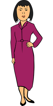 Cartoon Womanin Pink Dress PNG