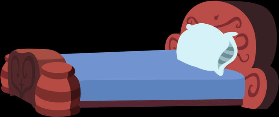 Cartoon Wooden Bedwith Pillow PNG