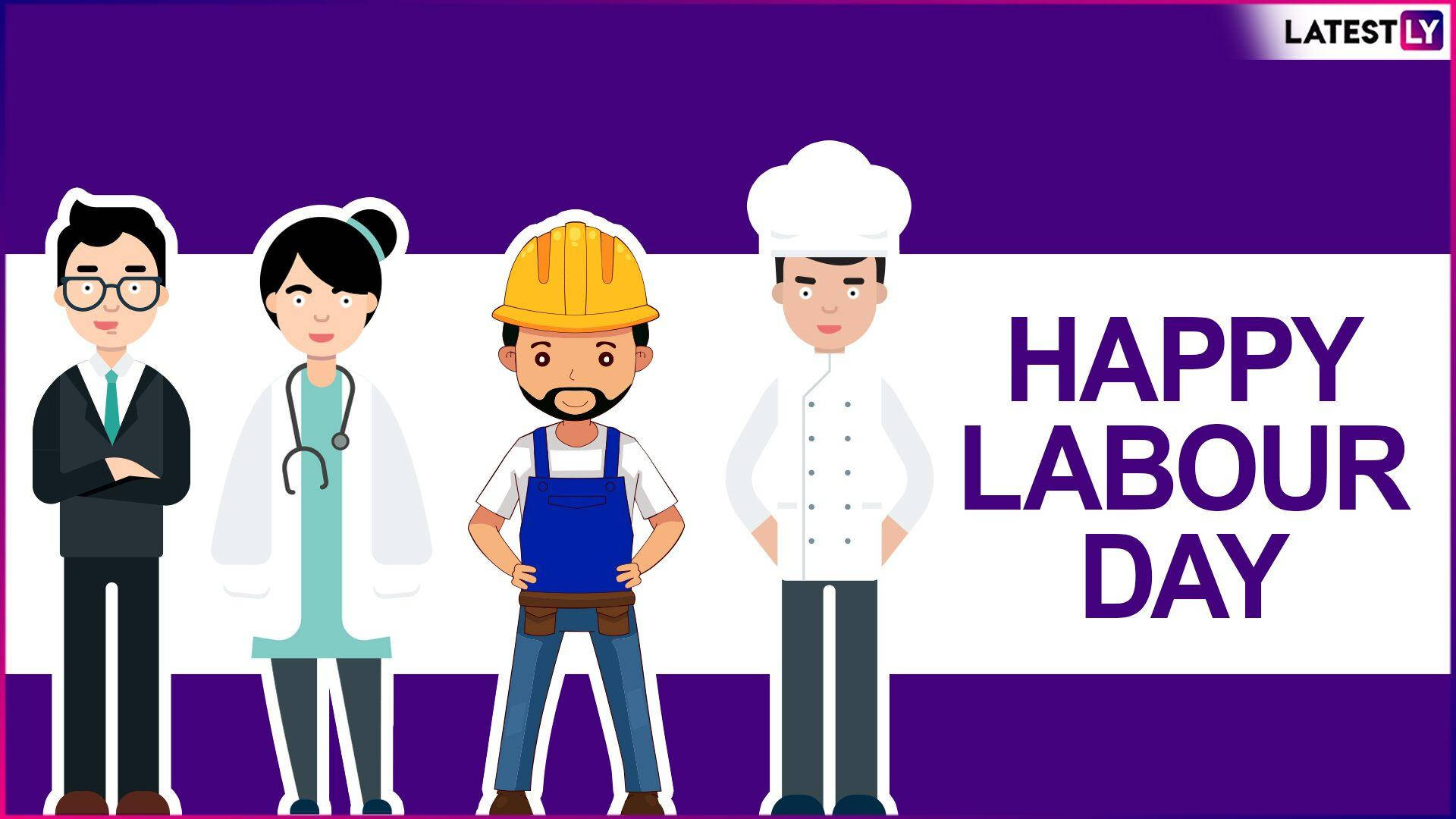 Cartoon Workers Happy Labor Day