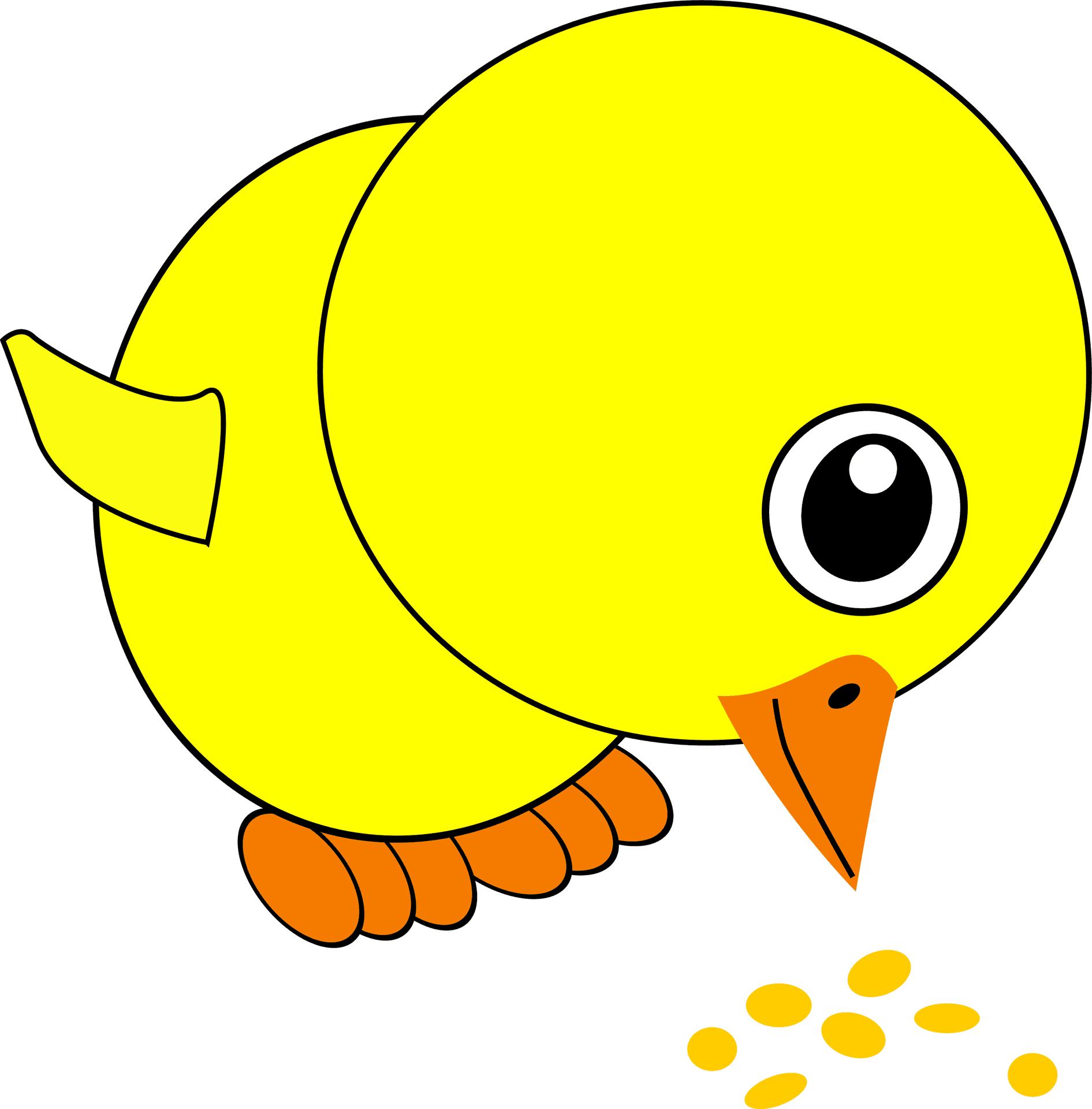 Cartoon Yellow Bird Feeding PNG