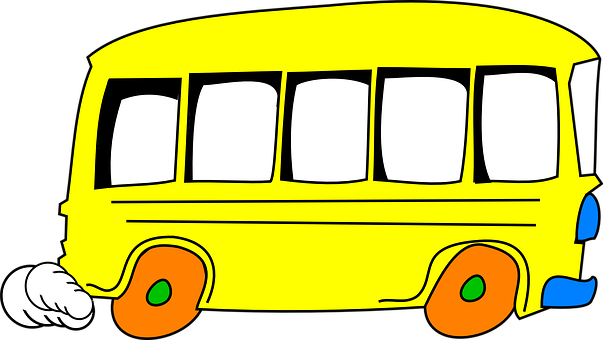 Cartoon Yellow Bus Illustration PNG