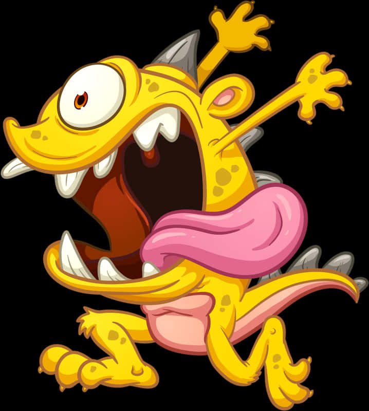 Cartoon Yellow Monster Shouting PNG