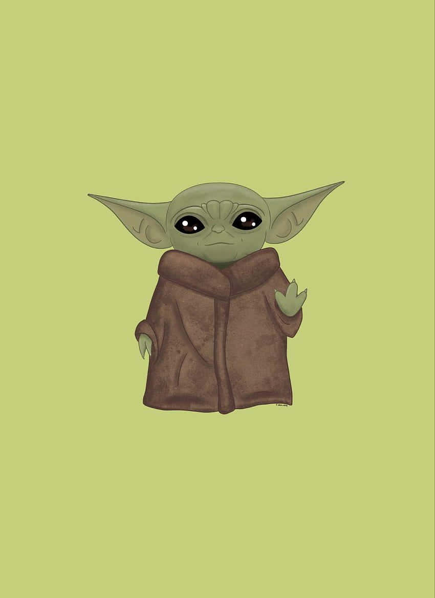 Cartoon Yoda with lightsaber Wallpaper