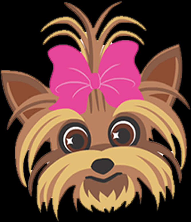 Cartoon Yorkshire Terrierwith Pink Bow PNG