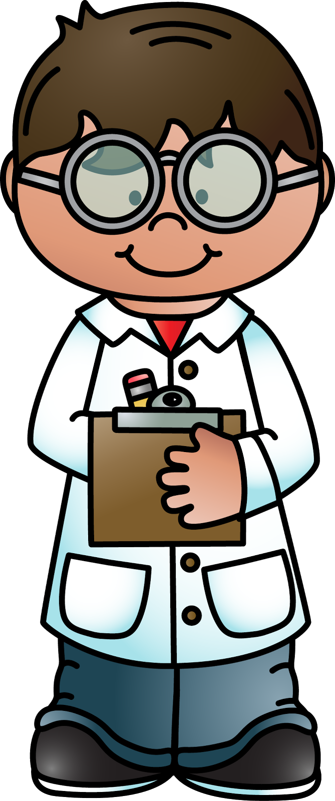 Cartoon Young Scientistwith Clipboard PNG