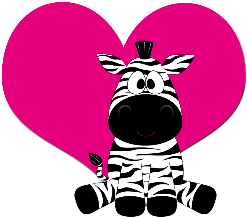 Cartoon Zebra Love Heart Background PNG