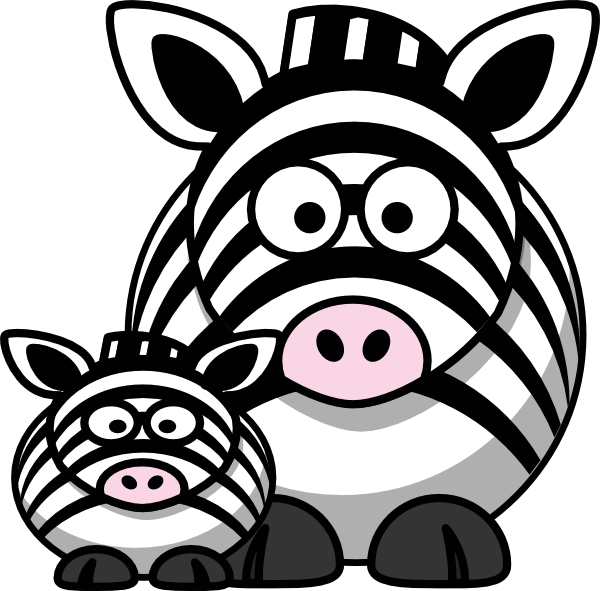 Cartoon Zebraand Baby Zebra PNG