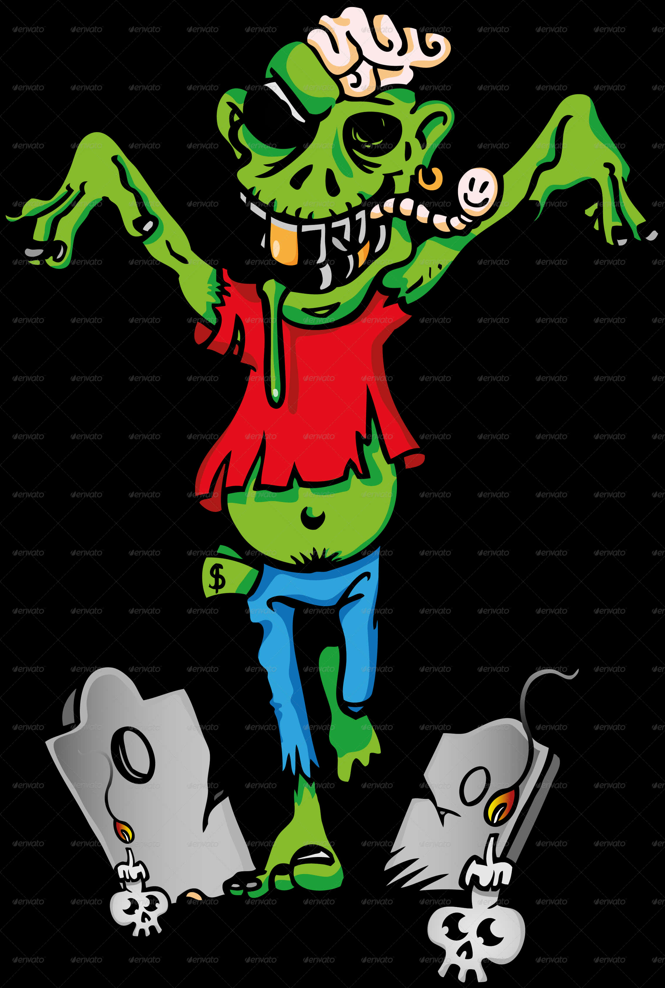 Cartoon Zombie Dance Party PNG