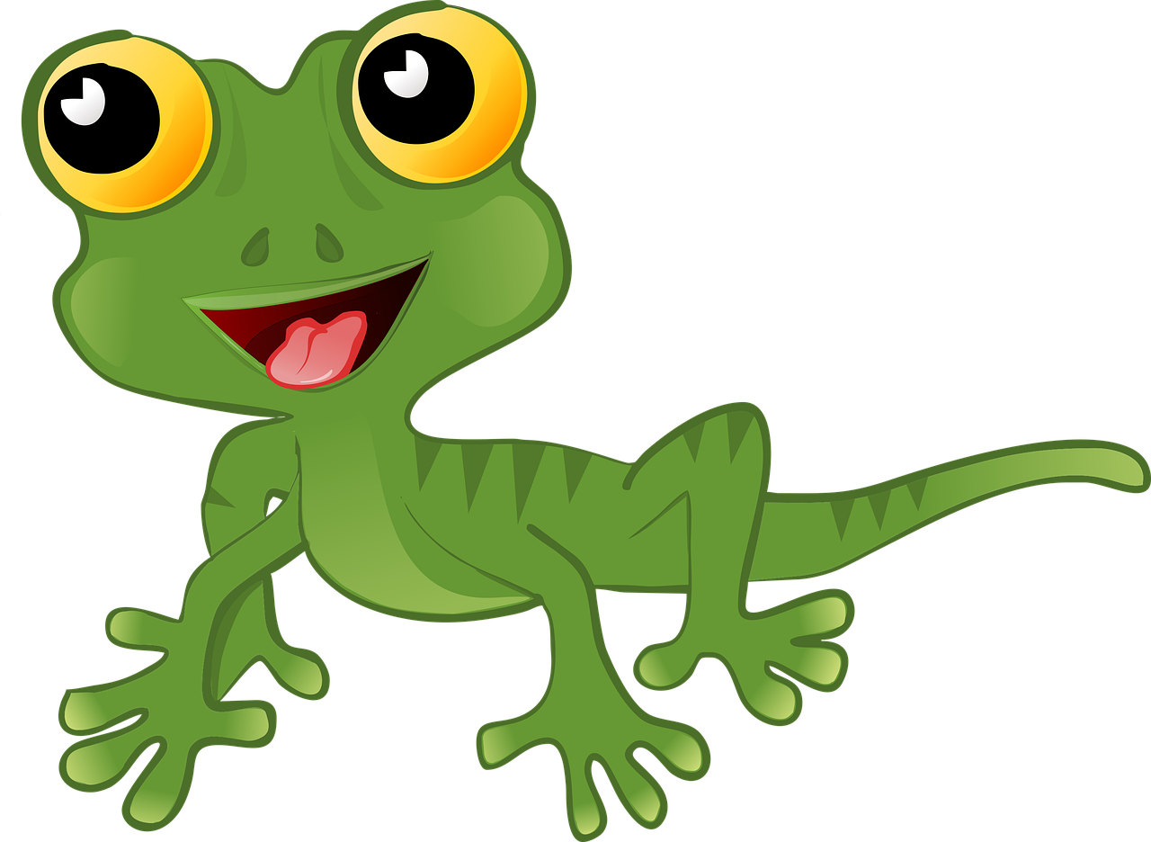 Cartoon_ Gecko_ Smiling_ Vector PNG