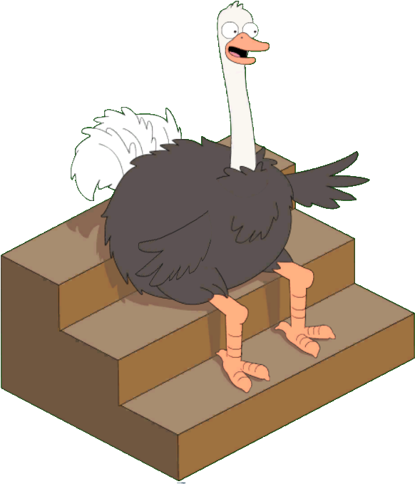 Cartoon_ Ostrich_ Sitting_ On_ Stairs PNG