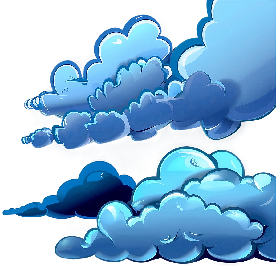 Cartoonish Blue Clouds Png 06202024 PNG