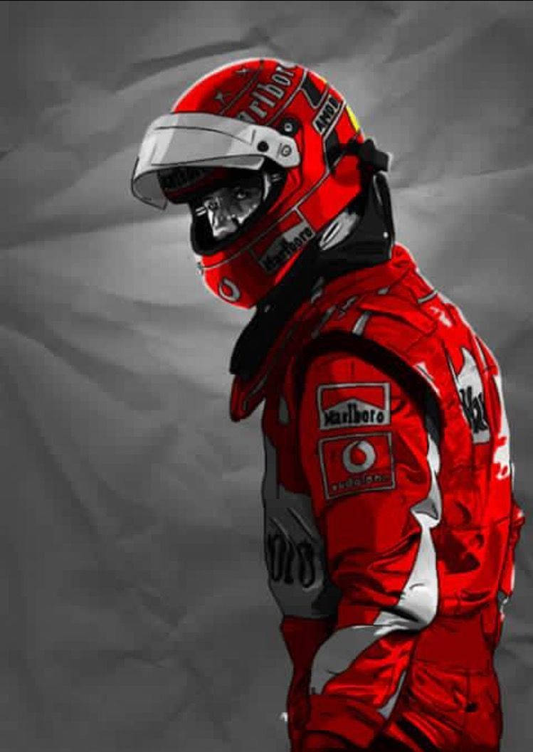 Cartoonized Michael Schumacher In Red Overalls