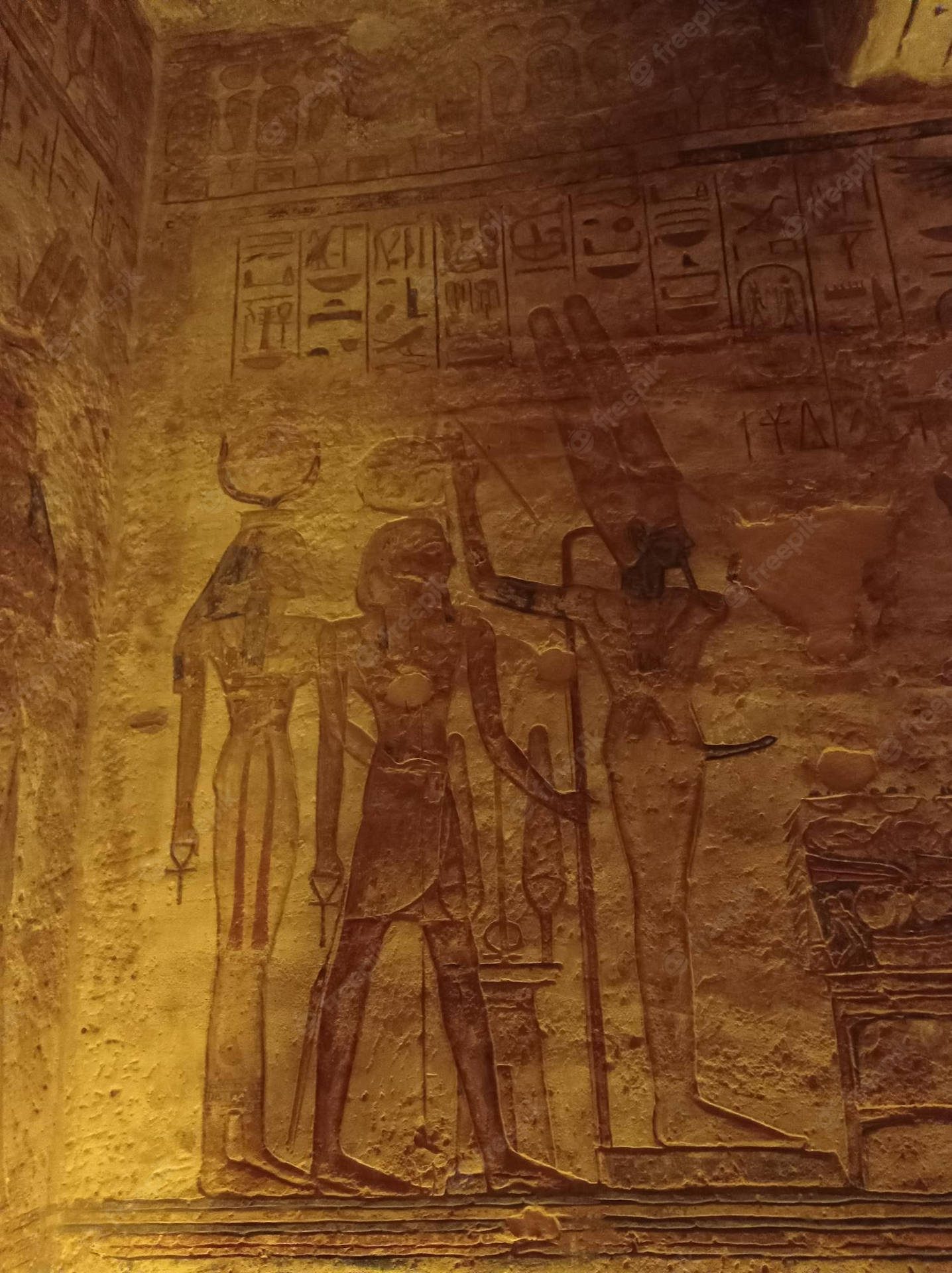 Carved Figures Inside The Temple Of Abu Simbel Wallpaper