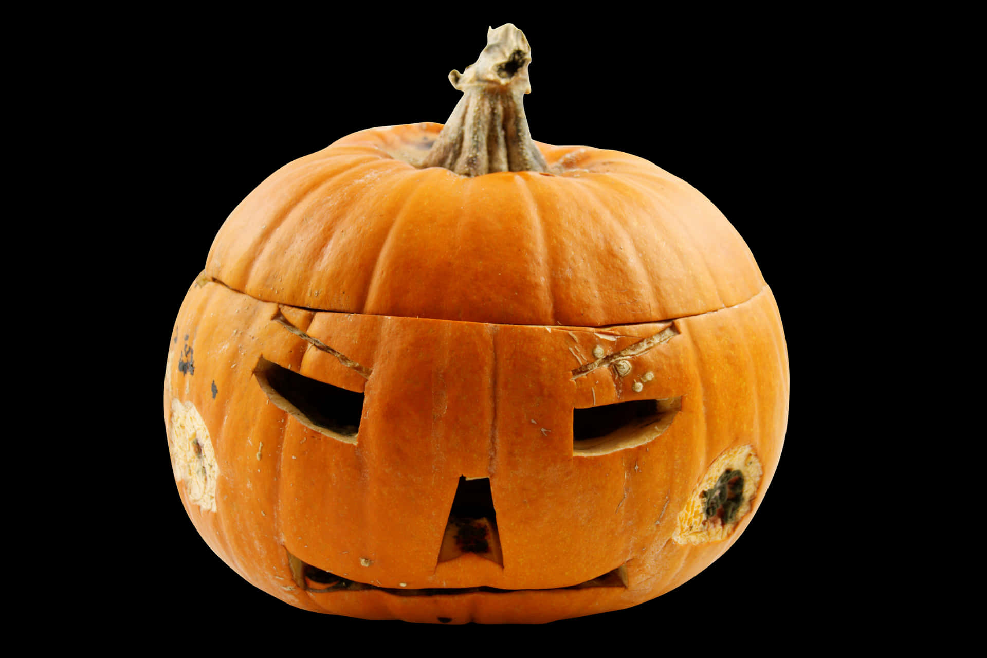 Carved Halloween Pumpkin Black Background PNG