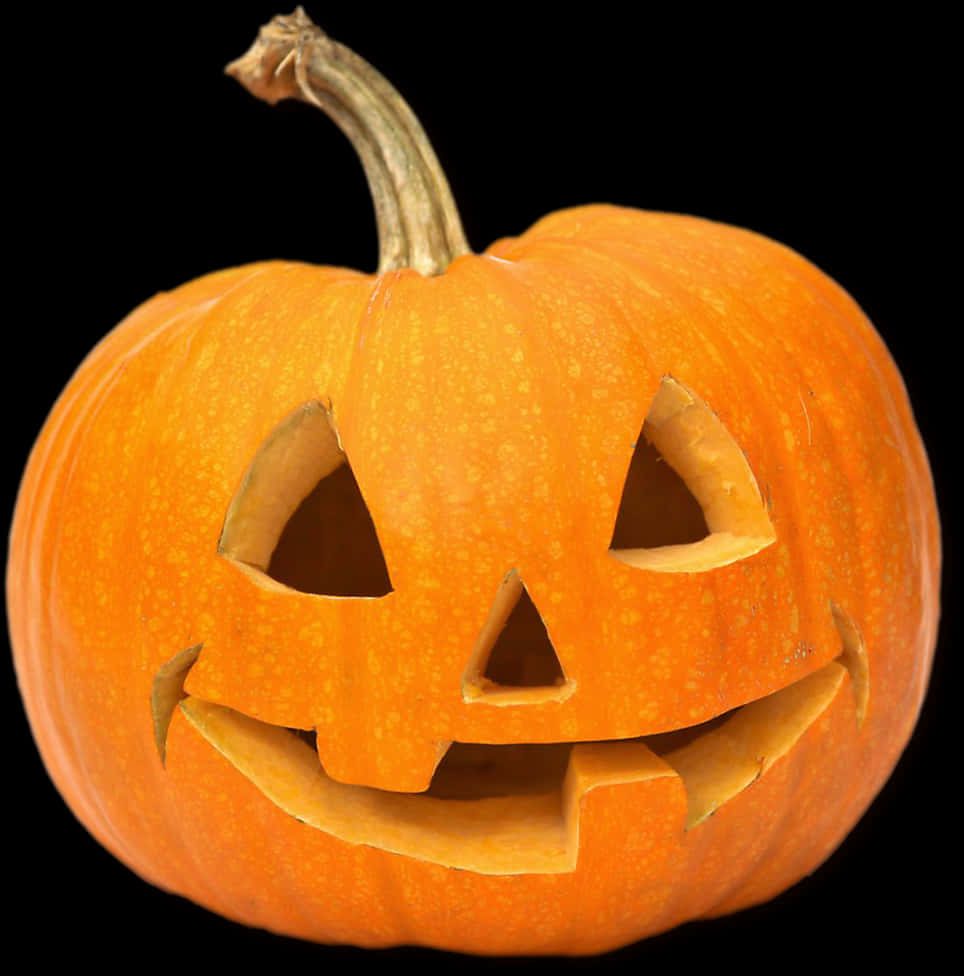 Carved Halloween Pumpkin Black Background PNG