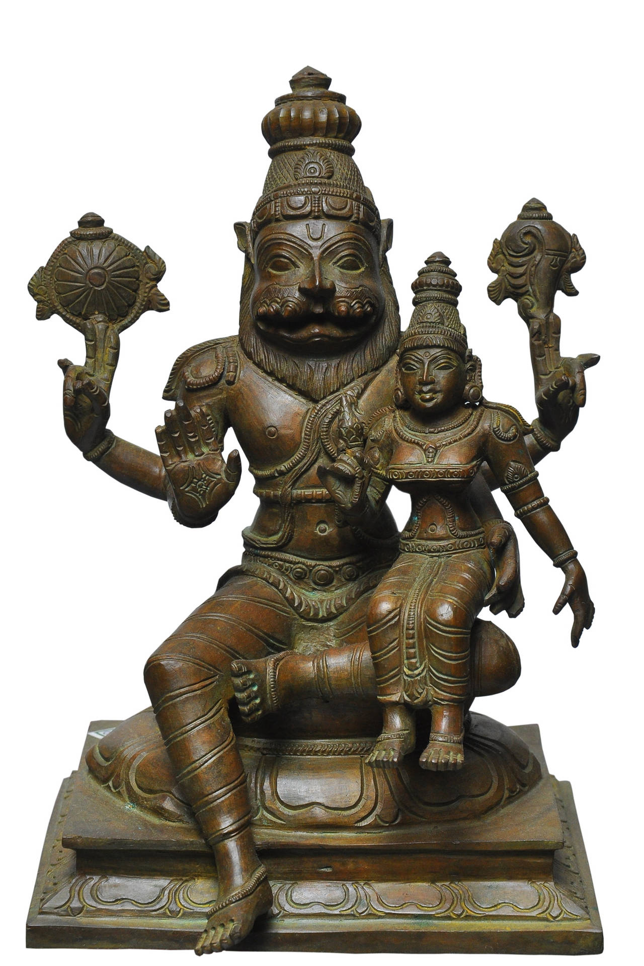 Estatuatallada De Narasimha Y Lakshmi Fondo de pantalla