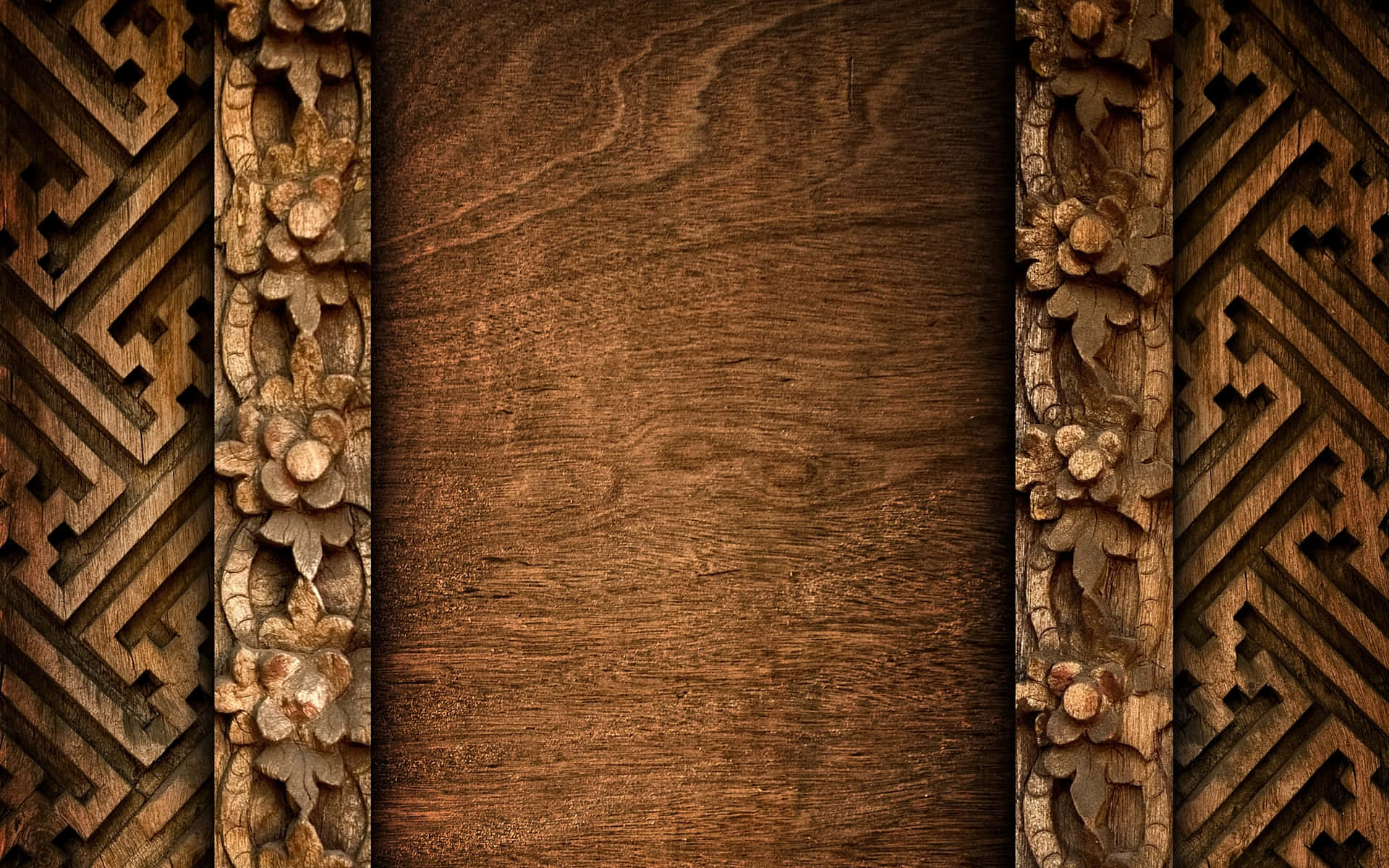 Carved Old Oak Wooden Background Wallpaper