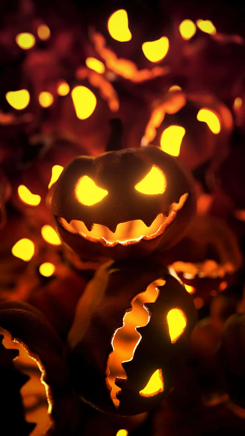 Carved Pumpkins Evil Smiles Halloween Wallpaper
